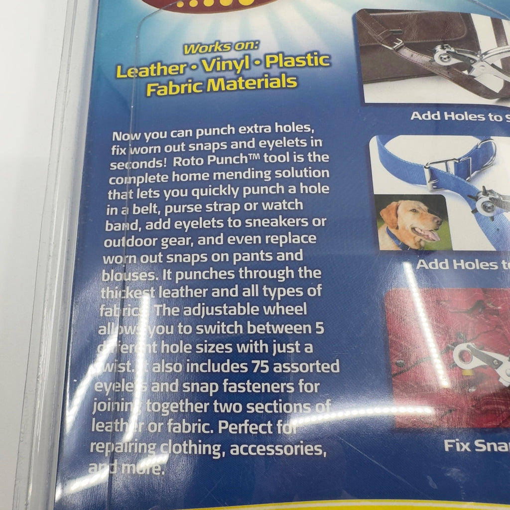 ROTO PUNCH Complete Home Mending Solution 5 Different Hole Sizes 75 Eyelets