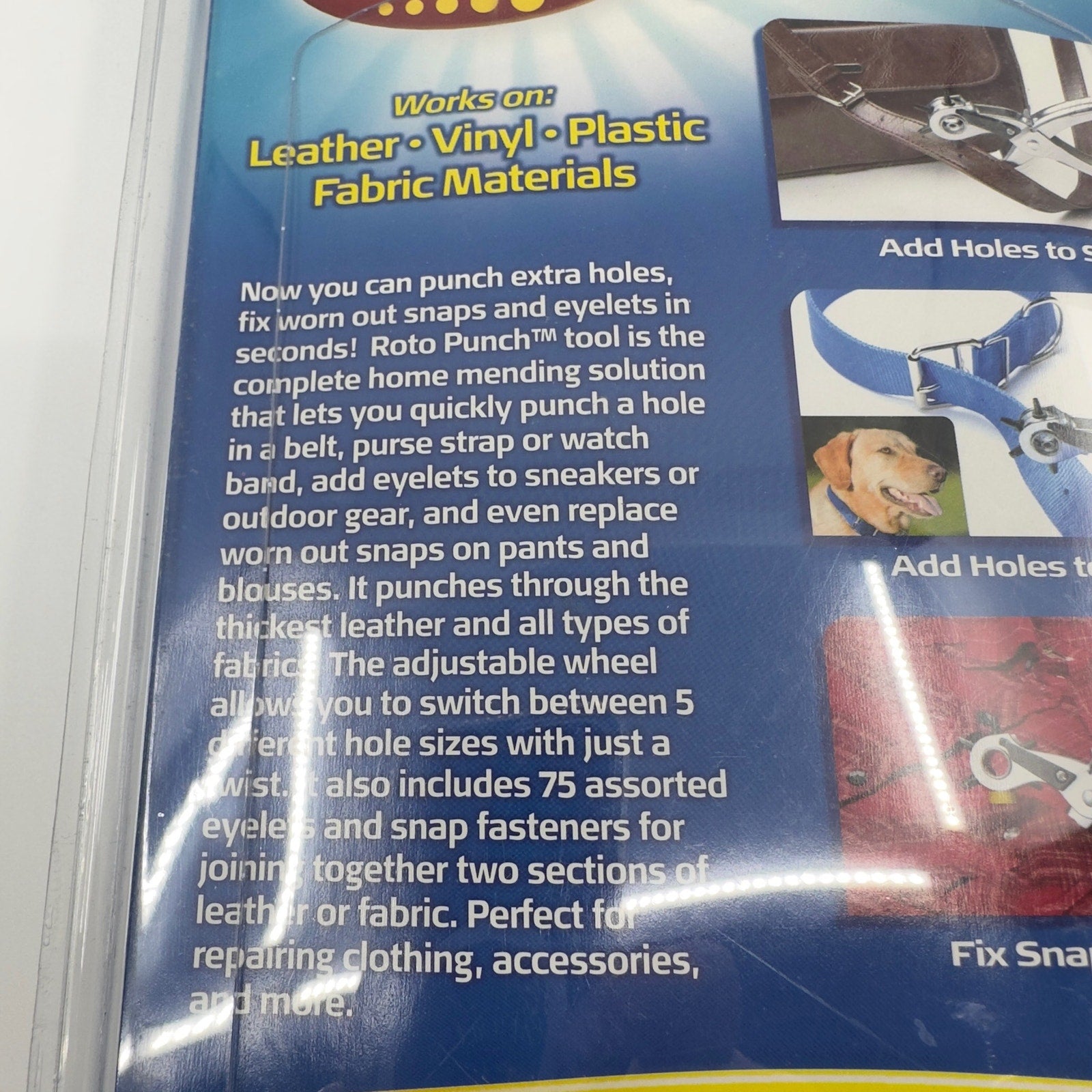 ROTO PUNCH Complete Home Mending Solution 5 Different Hole Sizes 75 Eyelets