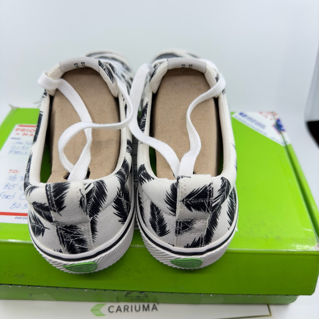 Cariuma Oca Low Top Palm Trees Sneaker Casual Shoes Off White Black Size 9.5/11