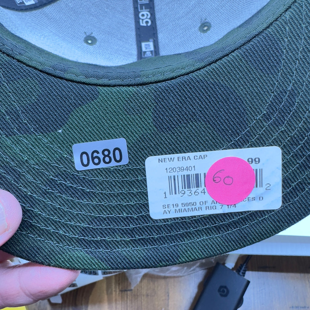 New Era Mens Miami Marlins AFD Flex Fitted Hat On Field 59FIFTY Green Size 7 1/4
