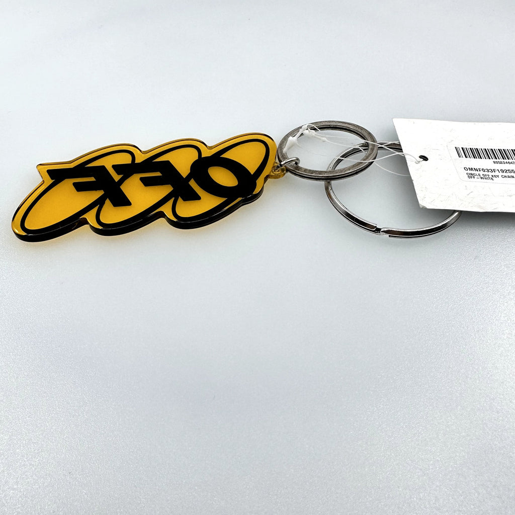 Off-White C/o Virgil Abloh Circle Off Key Chain Embossed Logo Yellow Black OS