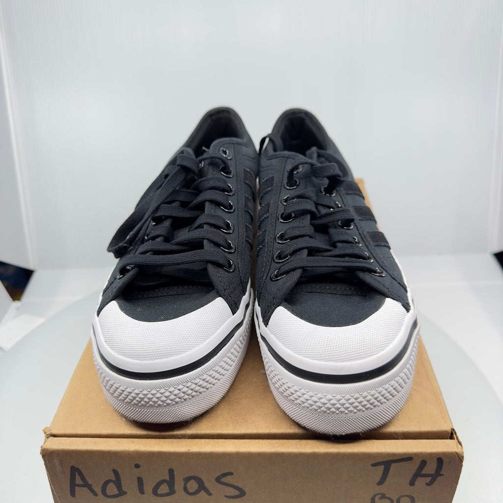 Adidas Womens NIZZA Sneakers Casual Shoes Lace-Up Low Top Black/White 9 EE5615