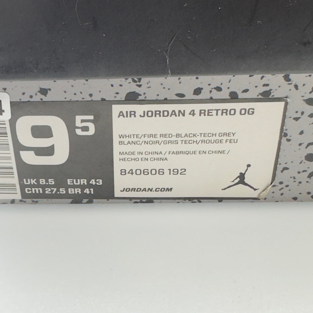 Nike Mens Air Jordan 4 Retro OG Basketball Shoes White/Black Size 9.5 840606-192