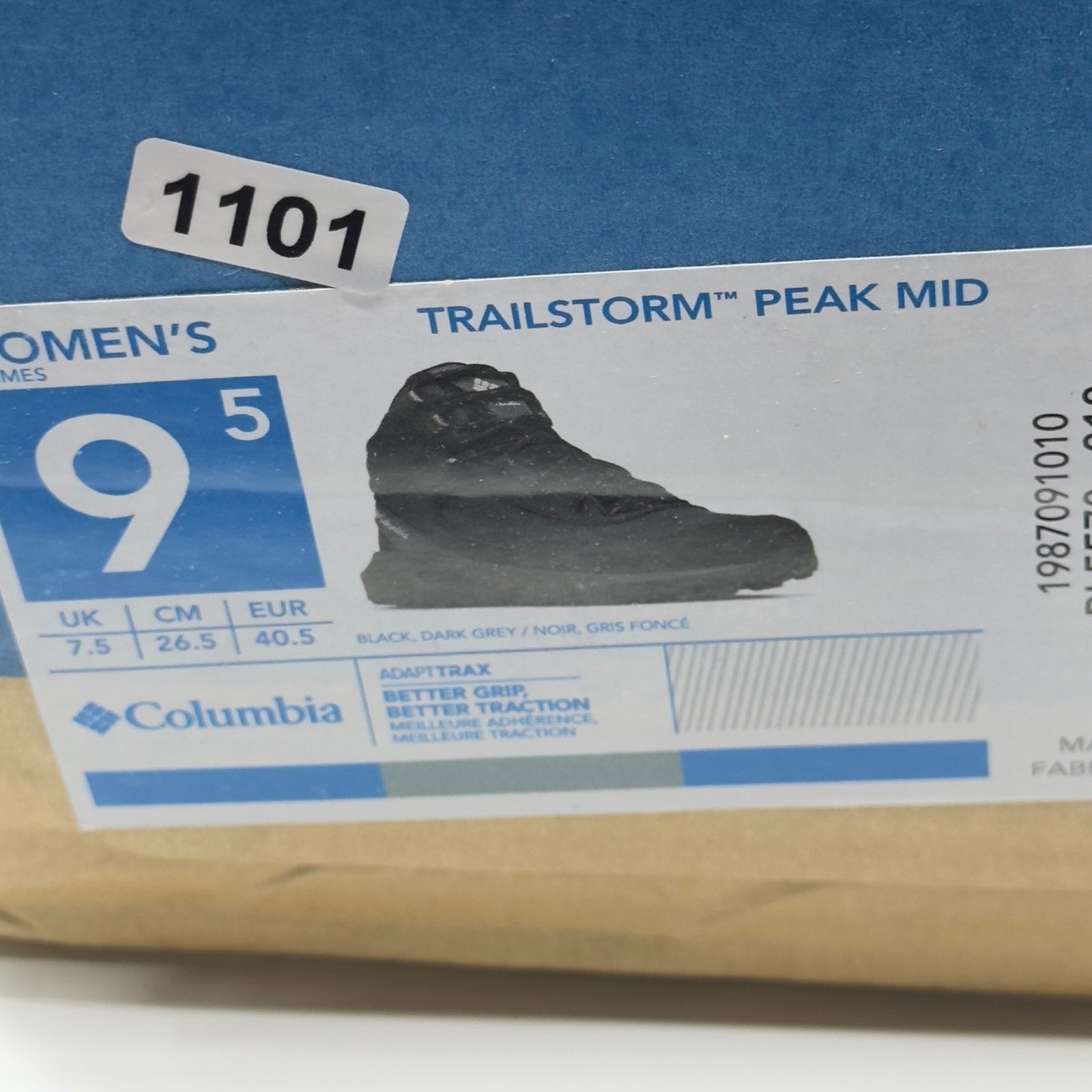 Columbia Trailstorm Peak Mid Hiking Shoes Waterproof Black Womens Size 9.5