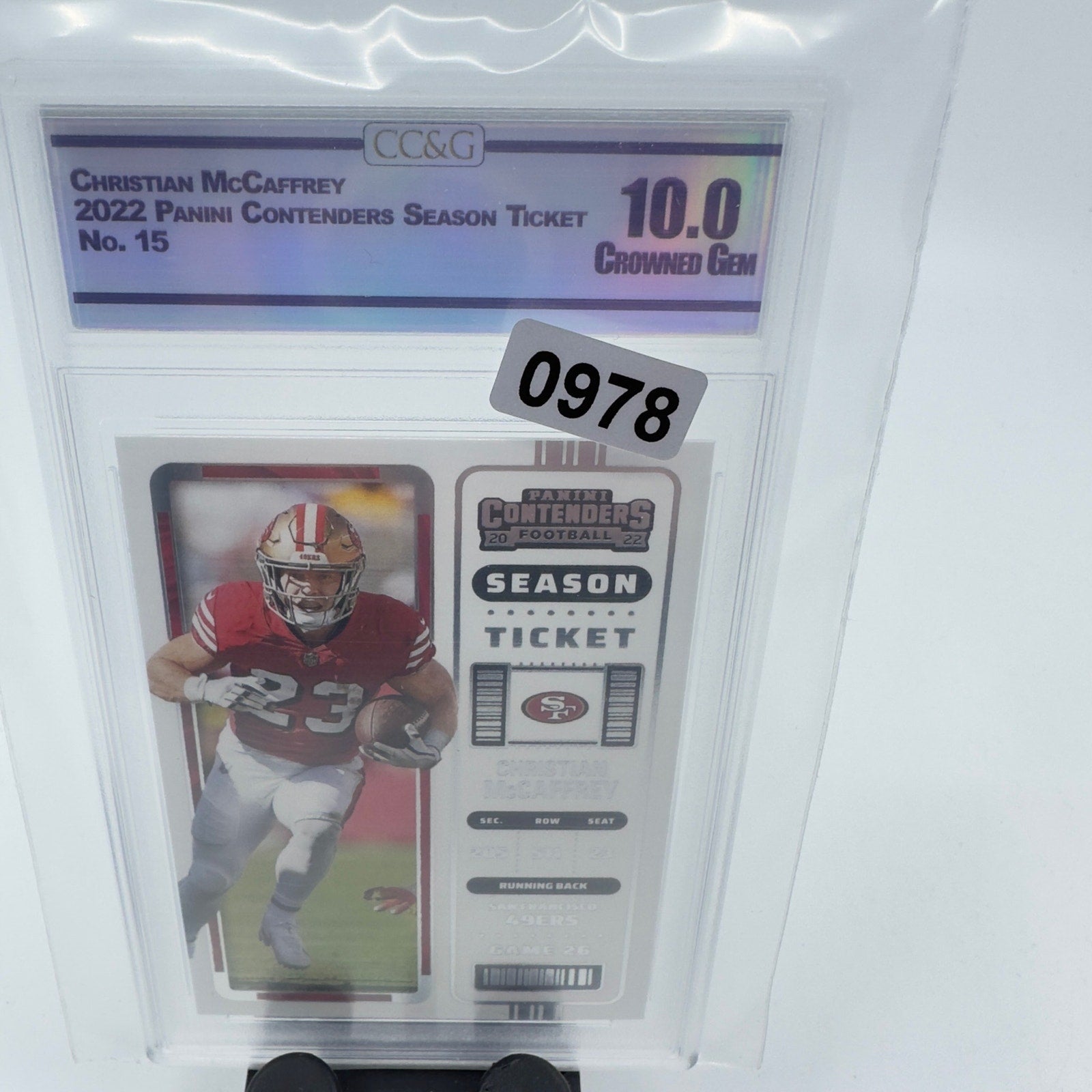 2022 Panini Contenders Season Ticket #15 Christian McCaffrey SF 49ers - Graded