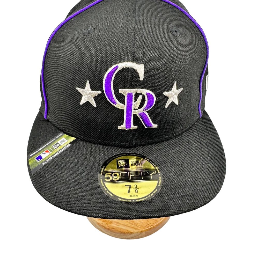 New Era Men's Fitted Hat 59Fifty Colorado Rockies Official On Field Black 7 3/8