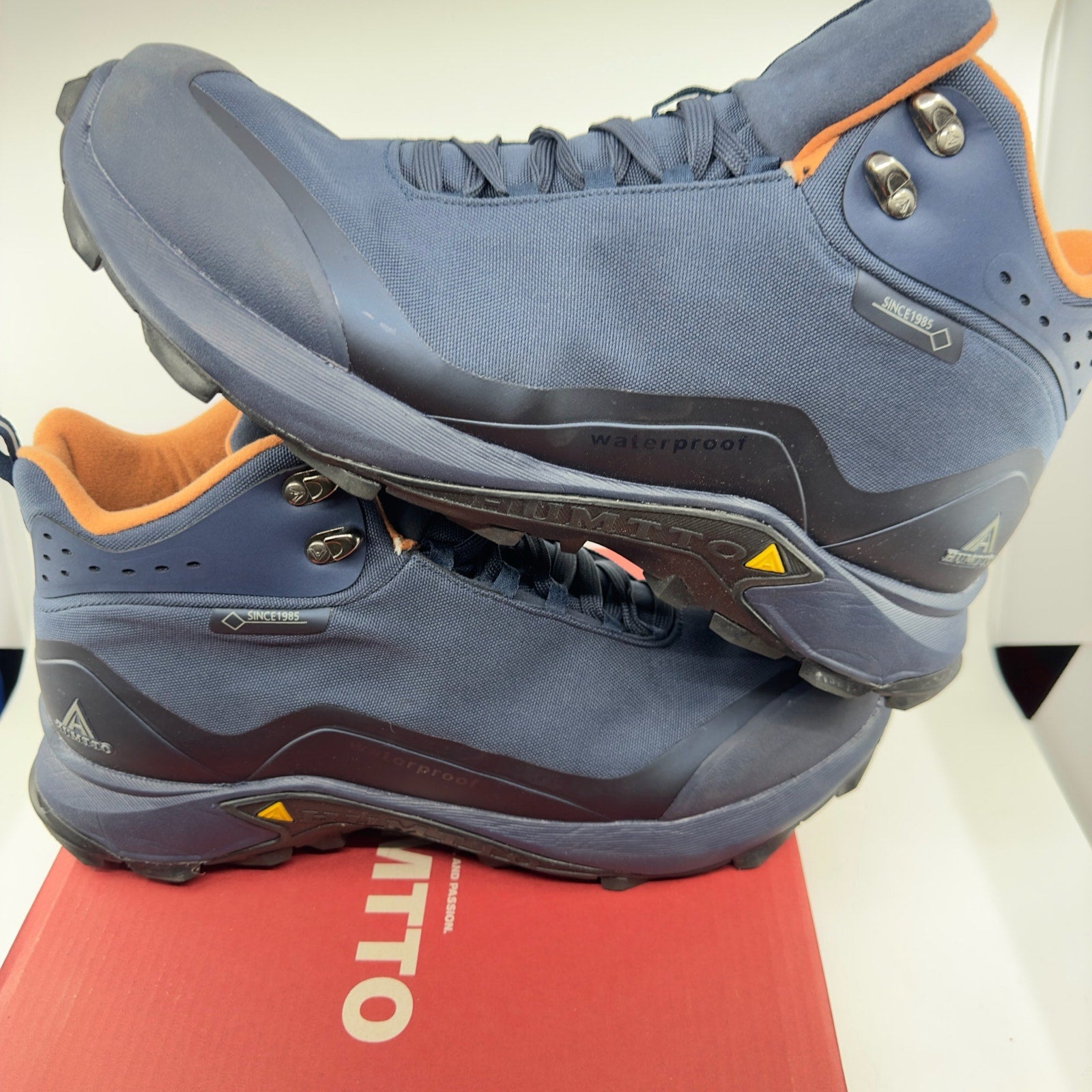 HUMTTO Mens All-Terrain Waterproof Hiking Boots Outdoor Series Navy Blue Sz 11.5