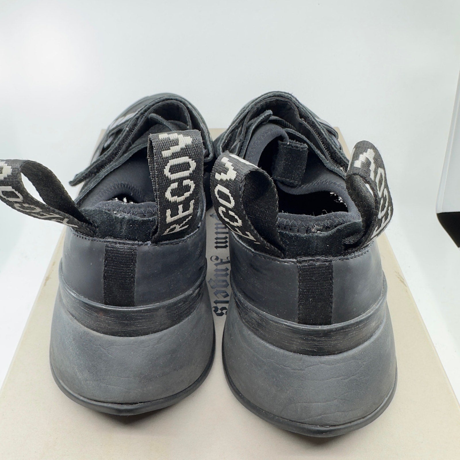 Palm Angels Mens Recovery Touch Strap Low Sneaker Shoes Black White Size EU 44