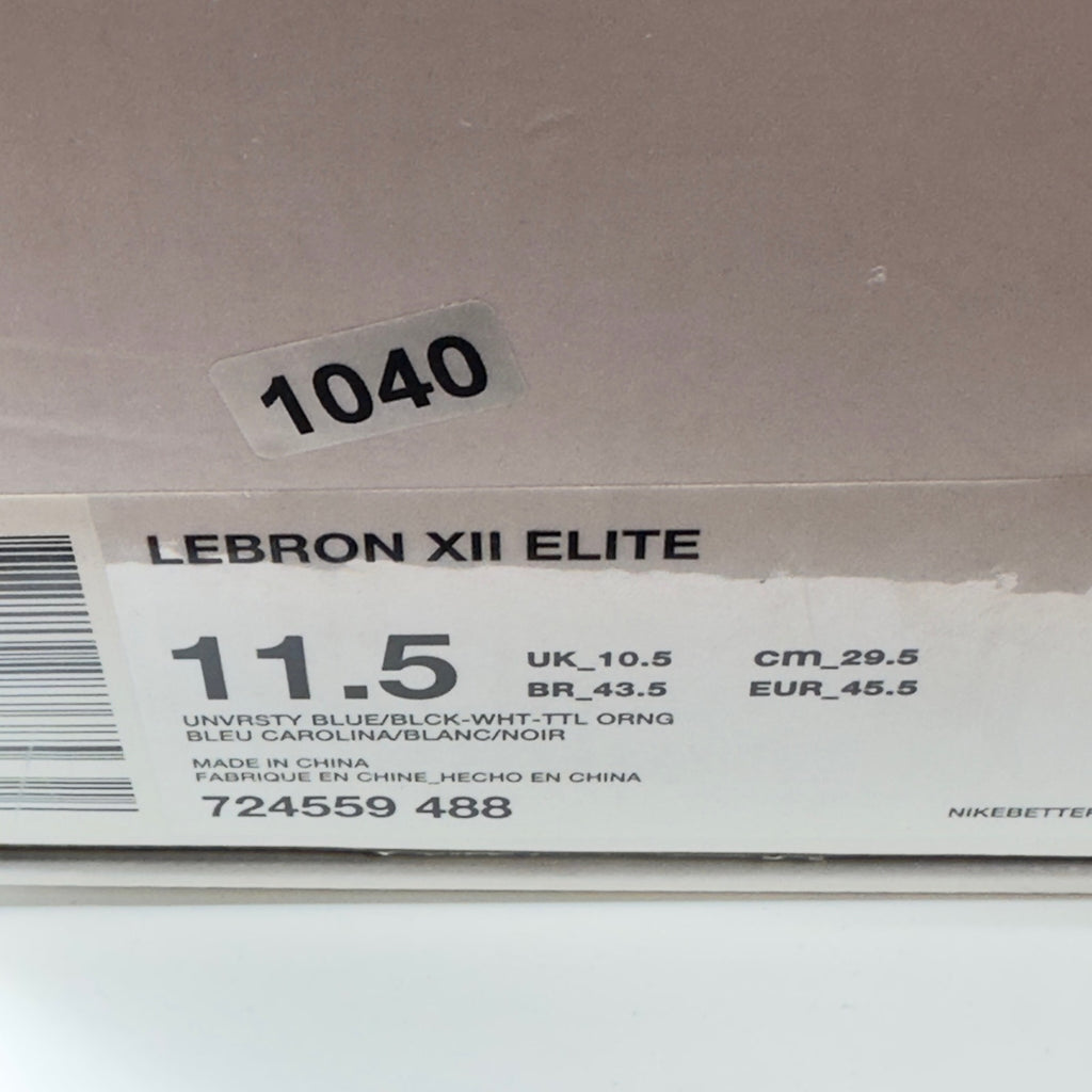 Nike LeBron 12 Elite Elevate Sneaker Shoes Bleu Carolina/Blanc/Noir Mens Sz 11.5