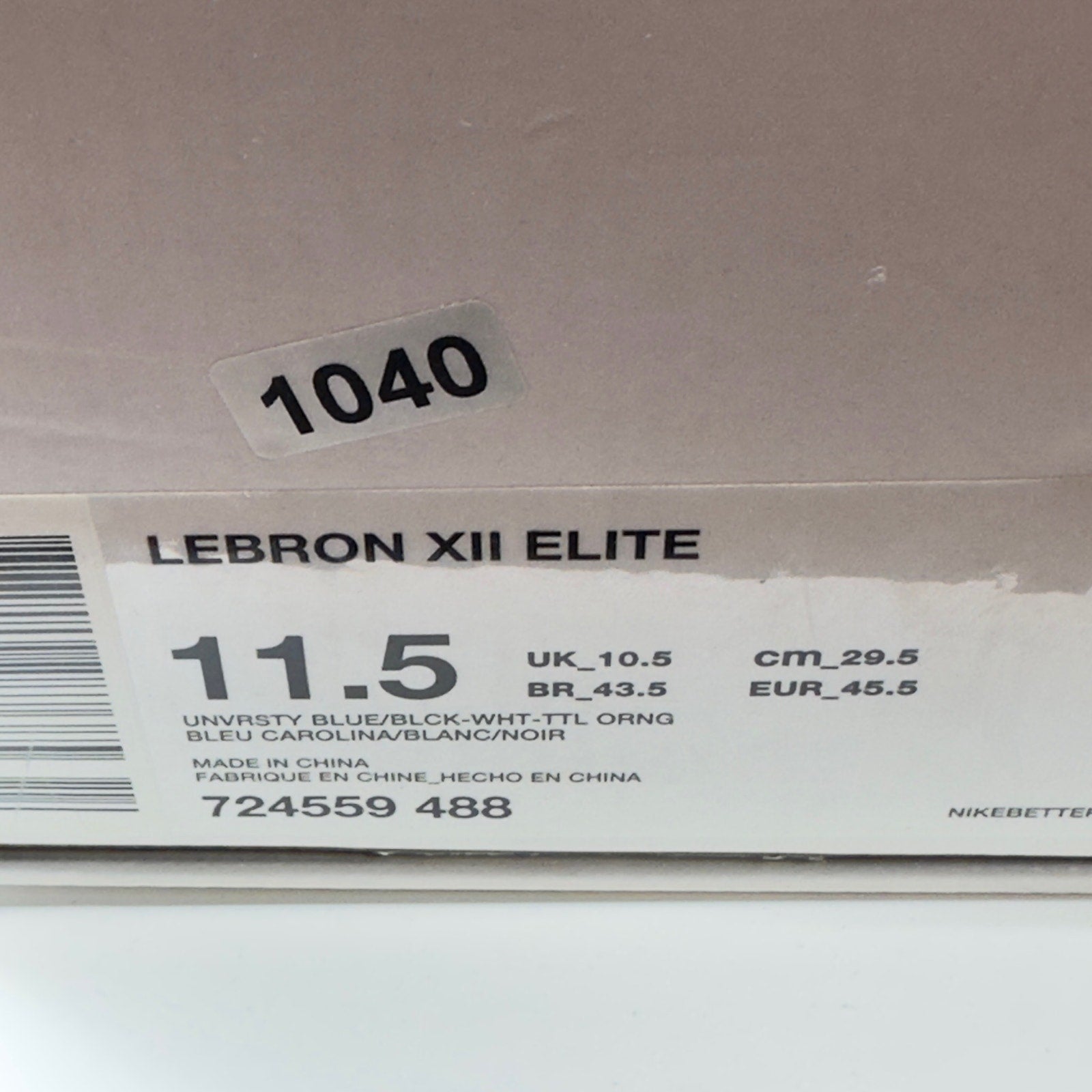 Nike LeBron 12 Elite Elevate Sneaker Shoes Bleu Carolina/Blanc/Noir Mens Sz 11.5