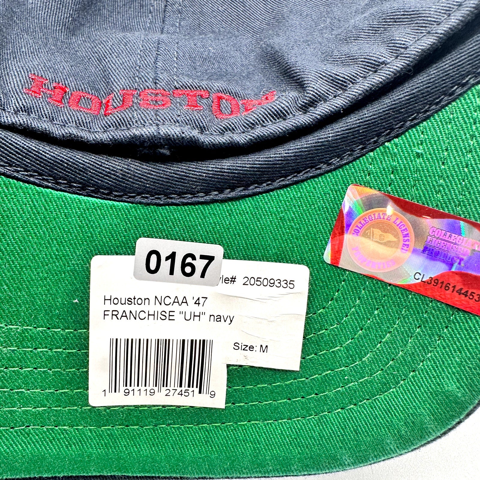 47 Brand Mens University of Houston Cougars Hat Cap Fitted Navy Blue Size Medium