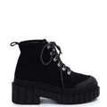 Dakota Calcados Kross Canvas Chunky Platform Moto Boots Suede Black Size 8