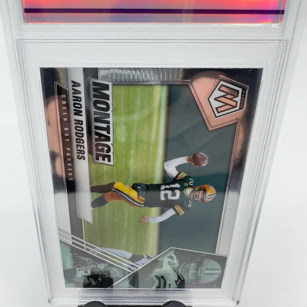2021 Panini Mosaic Montage Football Aaron Rodgers Packers MINT Grade 9