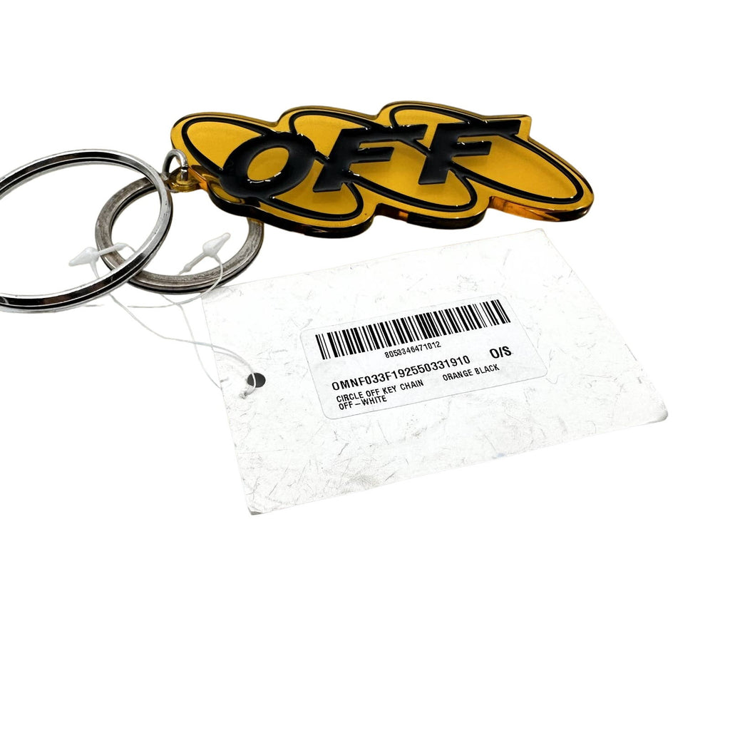 Off-White C/o Virgil Abloh Circle Off Key Chain Embossed Logo Yellow Black OS