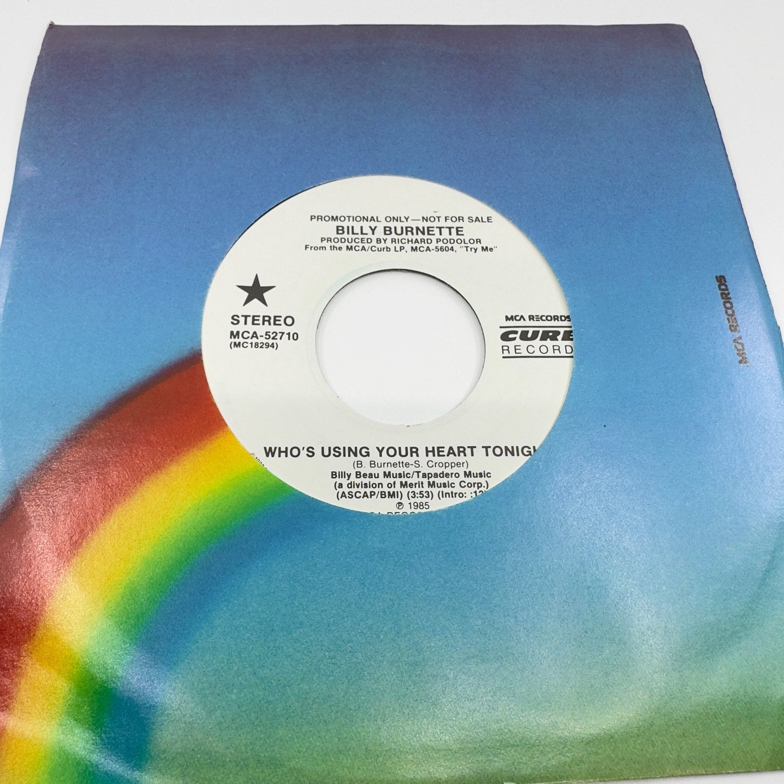 Billy Burnette - Who's Using Your Heart Tonight - LP, Vinyl Record 1985