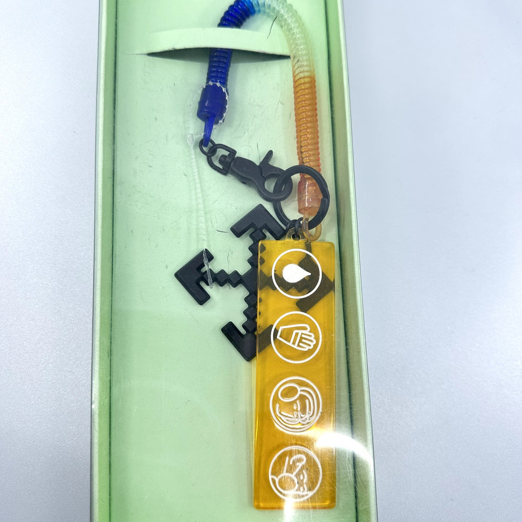 Off-White Industrial Y013 Bungee Key Ring Arrow Logo Blue Orange Black OS NWT