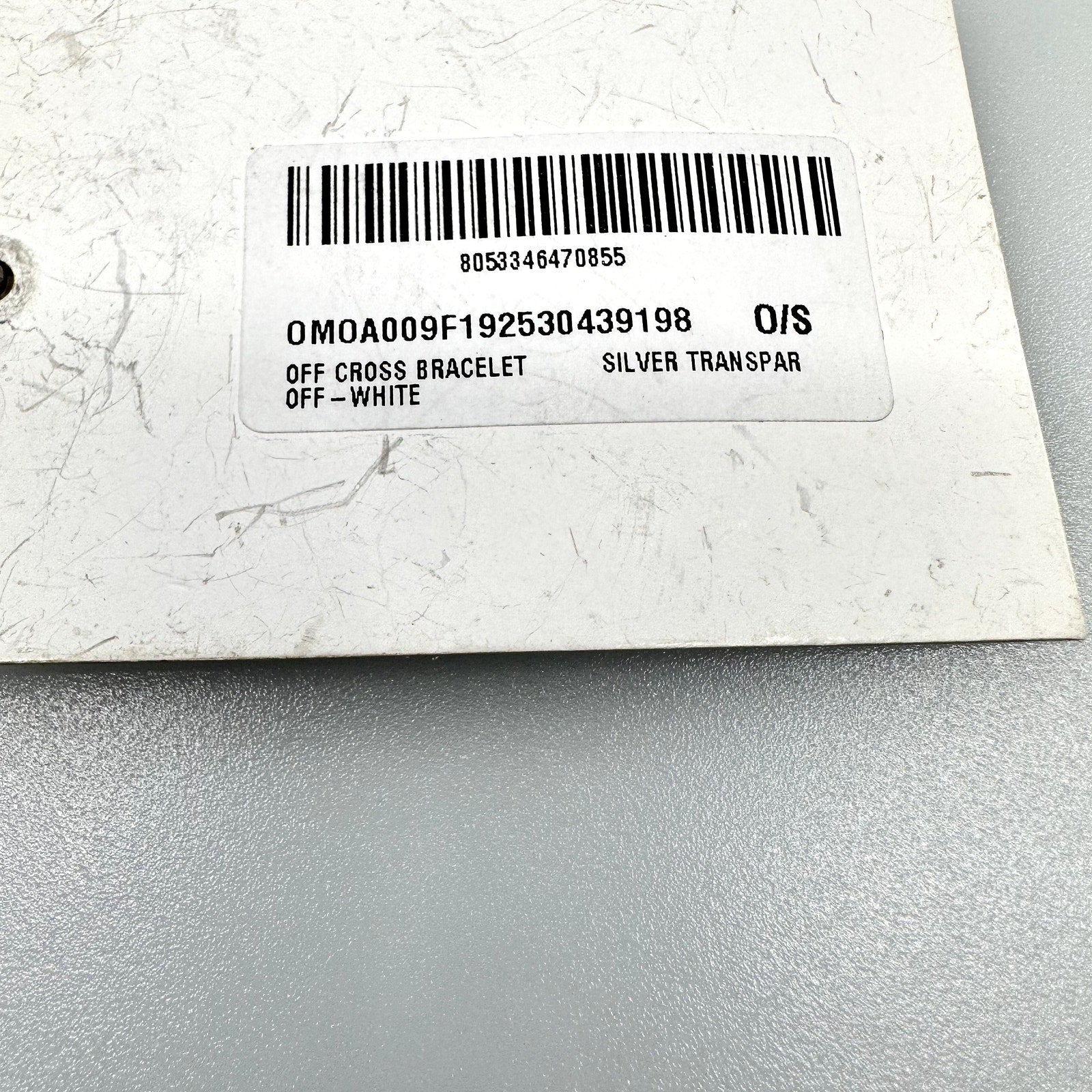Off-White C/o Virgil Abloh Off Cross Bracelet Embossed Logo Silver Transparent