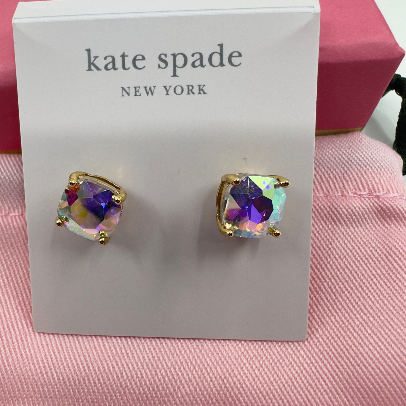 Kate Spade Womens Mini Small Square Stud Earrings AB Gold WBRUD847