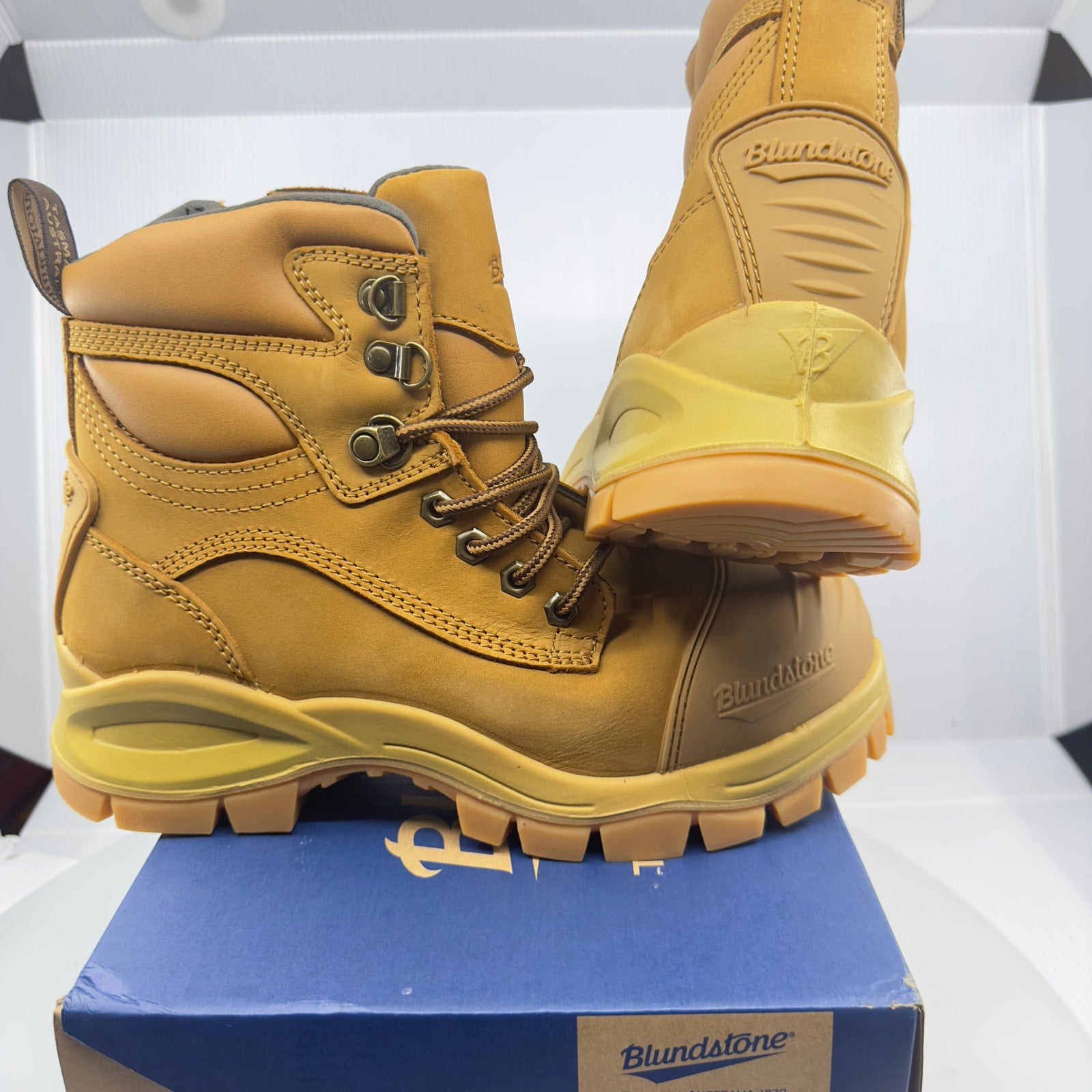 Blundstone Mens Shoes Rotoflex Ankle Zip/Lace Composite Safety Boot Wheat Size 6