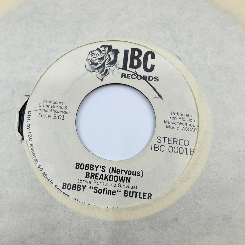 IBC Records Bobby "Sofine" Butler -Bobby's (Nervous) Breakdown- LP, Vinyl Record