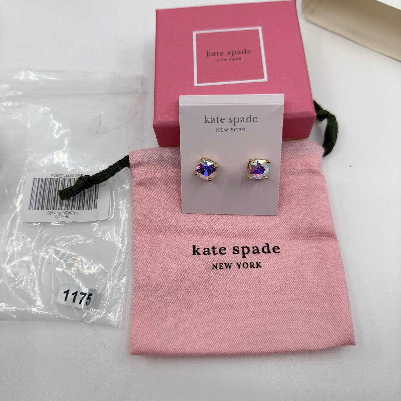 Kate Spade Womens Mini Small Square Stud Earrings AB Gold WBRUD847