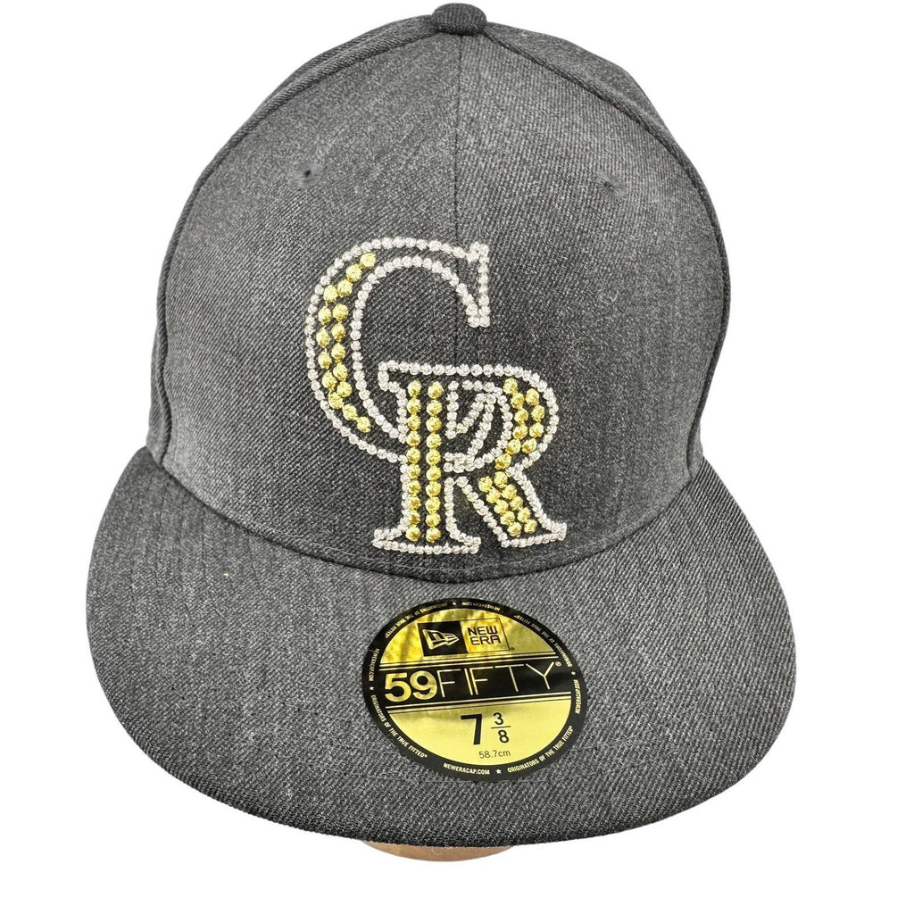 New Era Men's Fitted Hat 59Fifty Colorado Rockies MLB Flat Bill Gray Gold 7 3/8