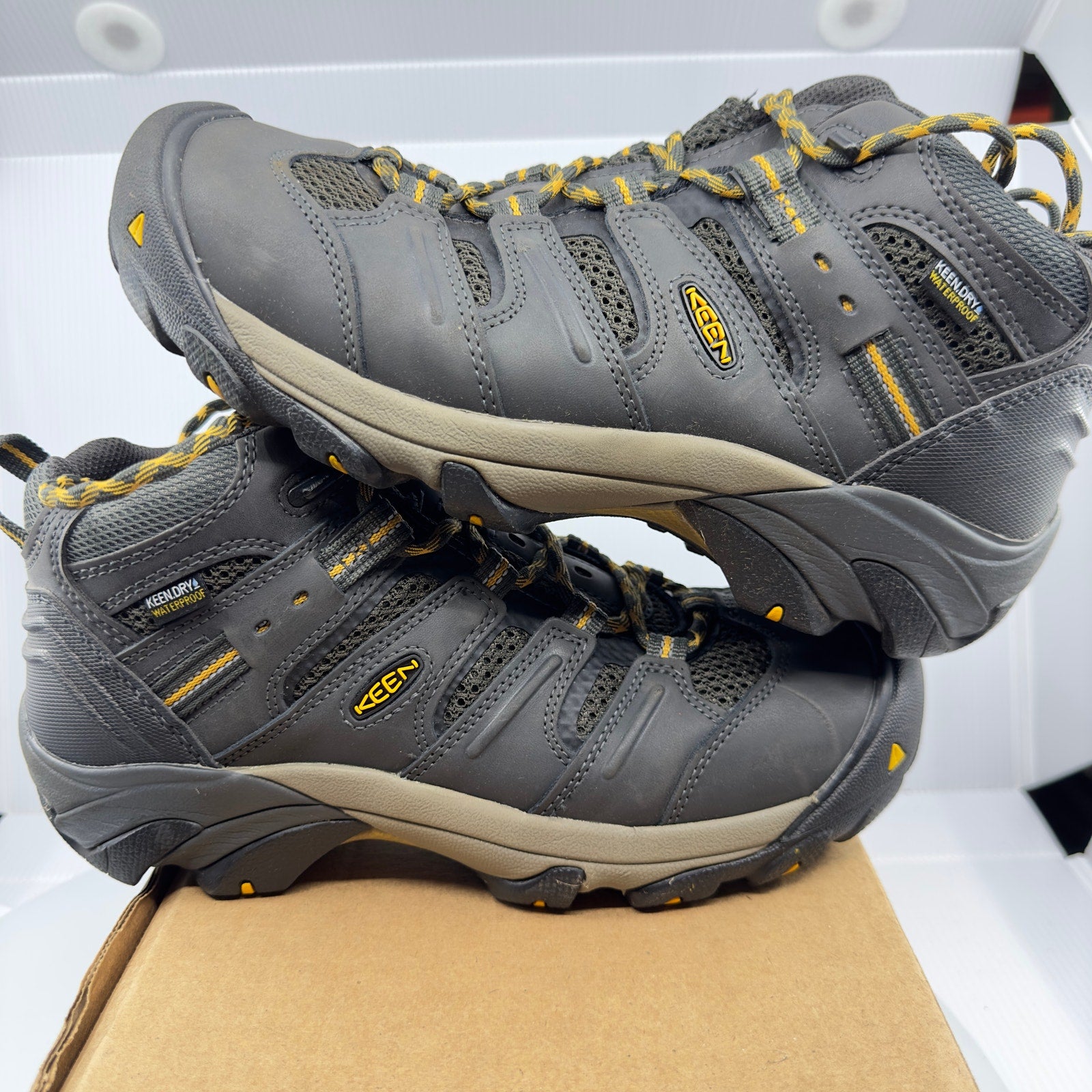 Keen Mens Lansing Mid WP Slip Resistant Steel Toe Work Boots Black 9M 1018079
