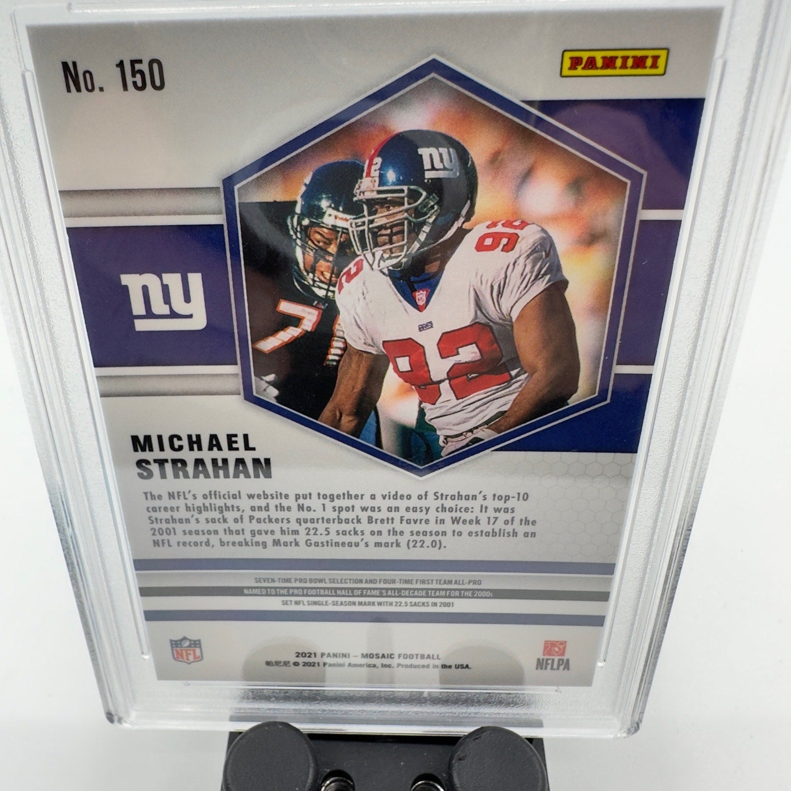 2021 Panini Mosaic NFL Football #150 Michael Strahan New York Giants Graded 9.5