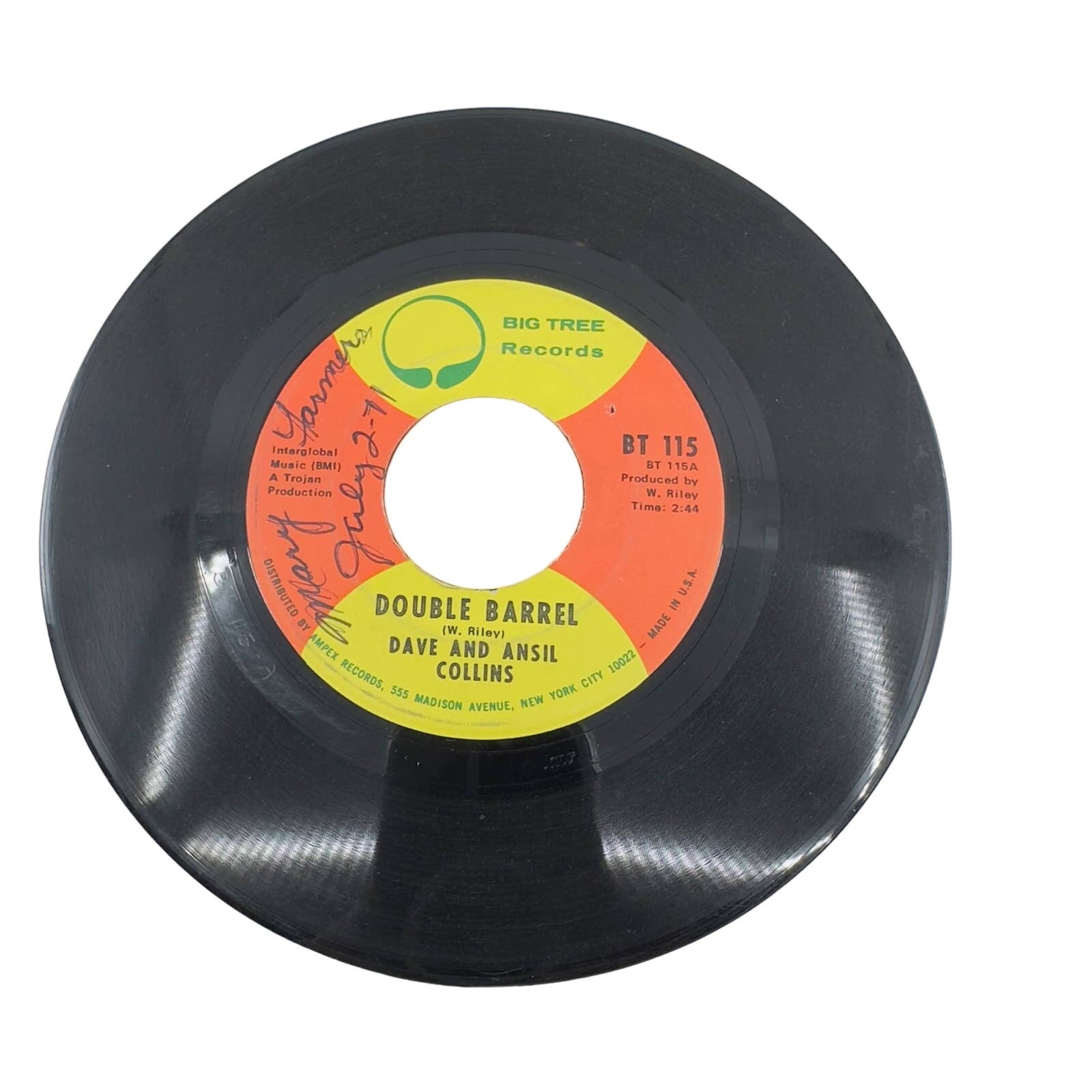 Dave And Ansil Collins Double Barrel (Instrumental) Vinyl Record Album