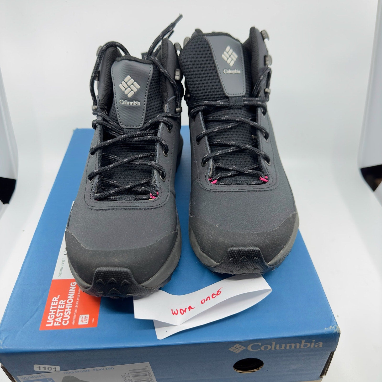 Columbia Trailstorm Peak Mid Hiking Shoes Waterproof Black Womens Size 9.5