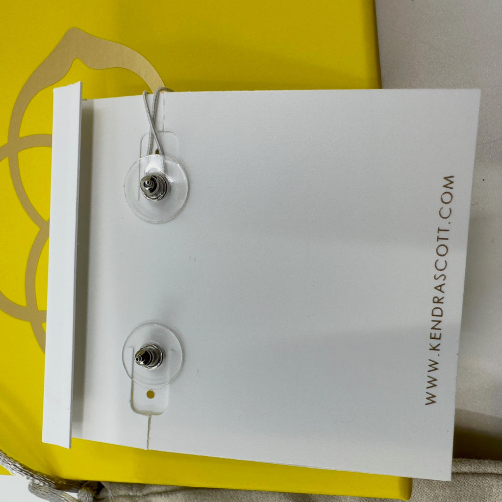 Kendra Scott Ellie Golver Stud Earrings Silver Lilac Abalone Oval Shaped