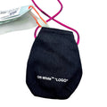 Off-White Coin Pouch Denim Drawstring Graphic Spell Out Logo Black One Size NWT