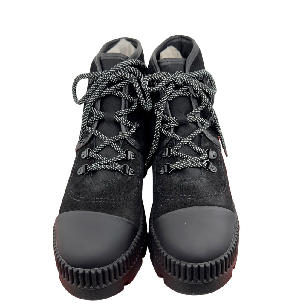 Dakota Calcados Kross Canvas Chunky Platform Moto Boots Suede Black Size 8