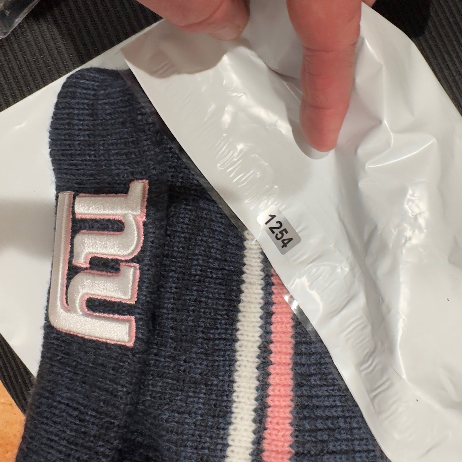 '47 Brand Womens New York Giants Beanie Hat Cuff Knit Striped Navy Pink One Size