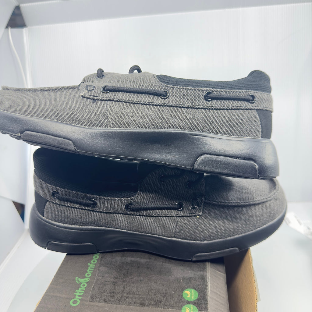 OrthoComfoot Mens Arc Support Casual Canvas Slip On Shoes Gray/Black Size 9 M