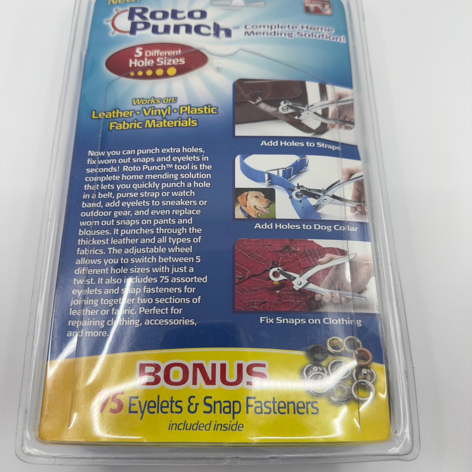 ROTO PUNCH Complete Home Mending Solution 5 Different Hole Sizes 75 Eyelets