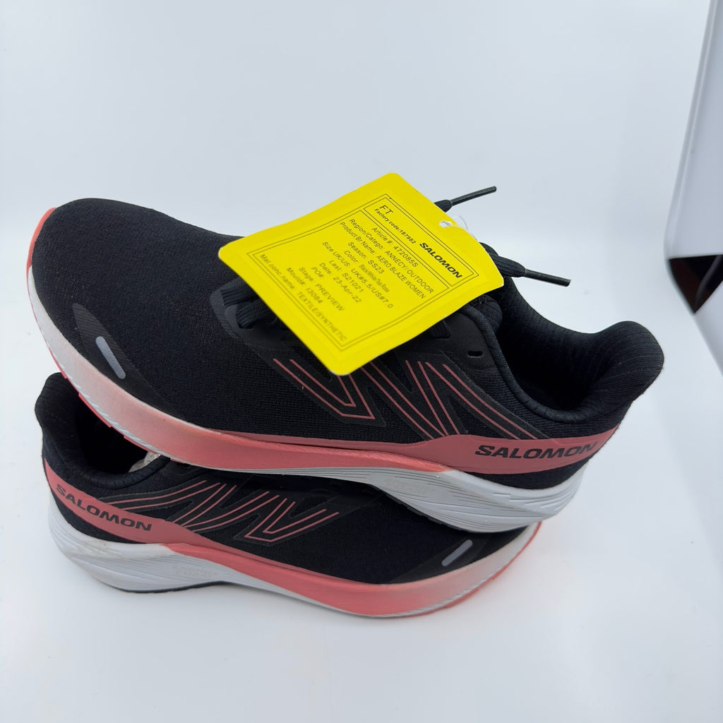 Salomon Aero Blaze Road Running Shoes Black White Tea Rose Size 7 Womens