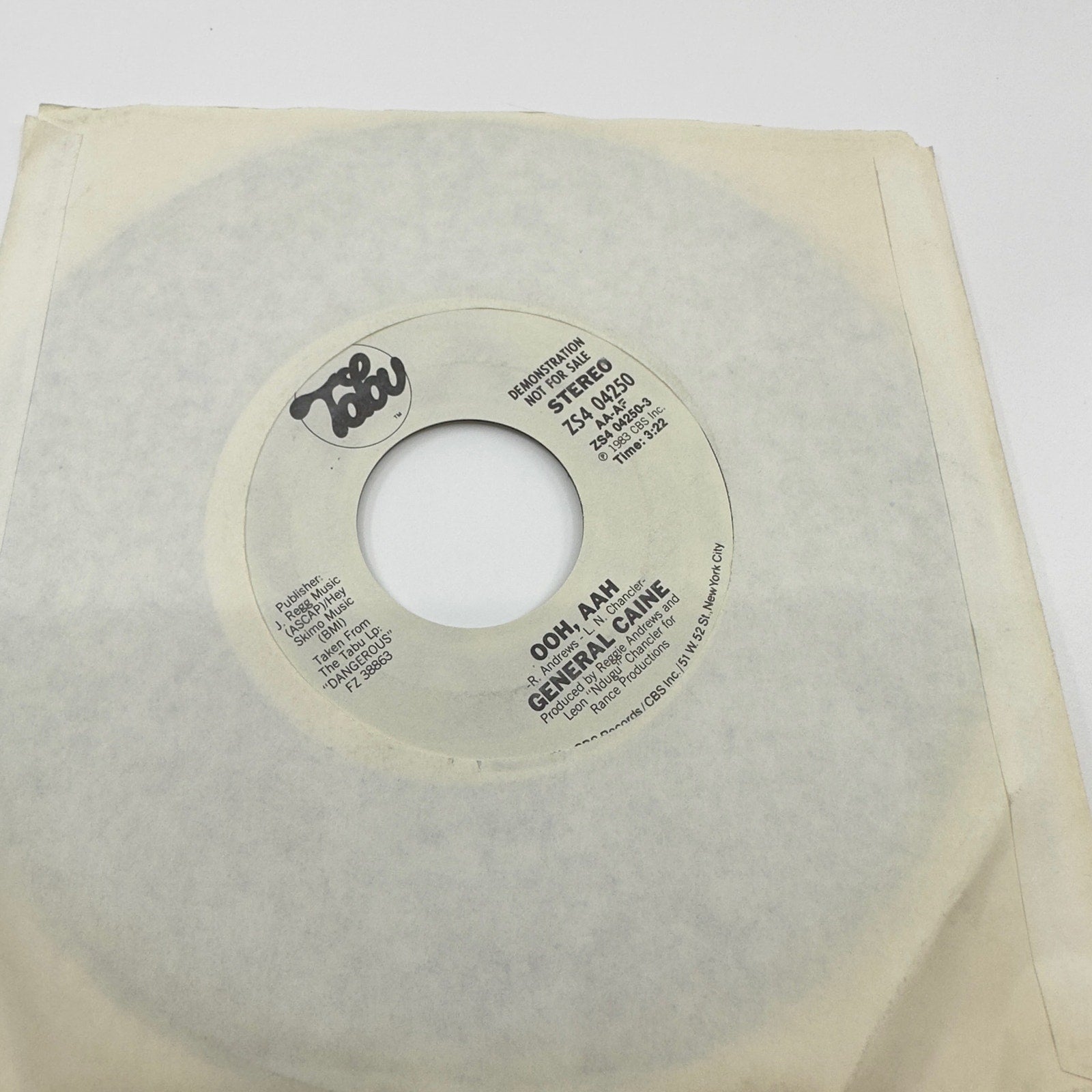 General Caine 1983 Demo Vinyl Record Ooh, Aah - LP, Vinyl Records - Rare Vintage