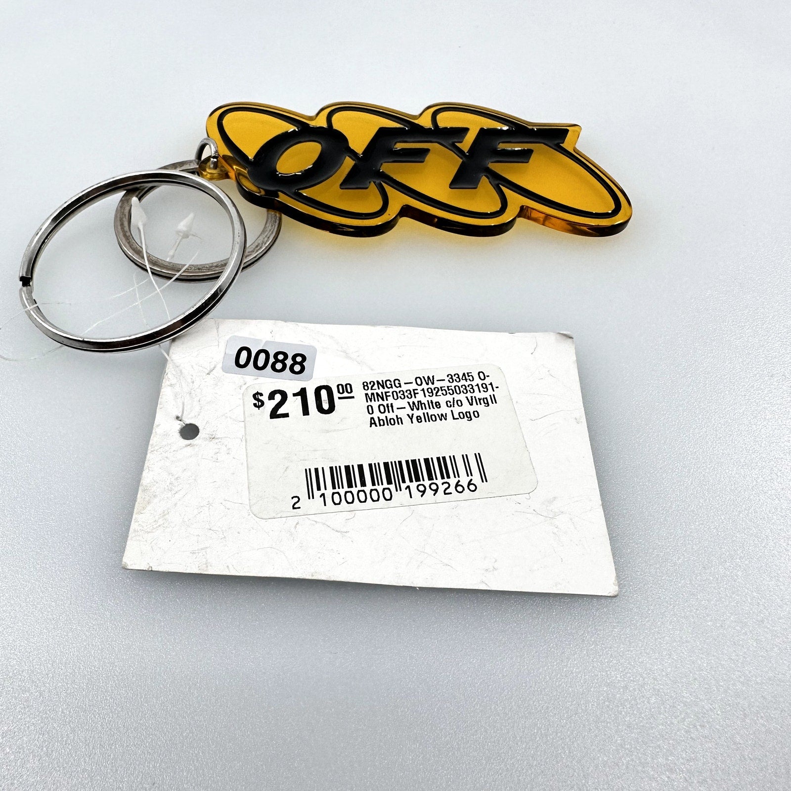 Off-White C/o Virgil Abloh Circle Off Key Chain Embossed Logo Yellow Black OS