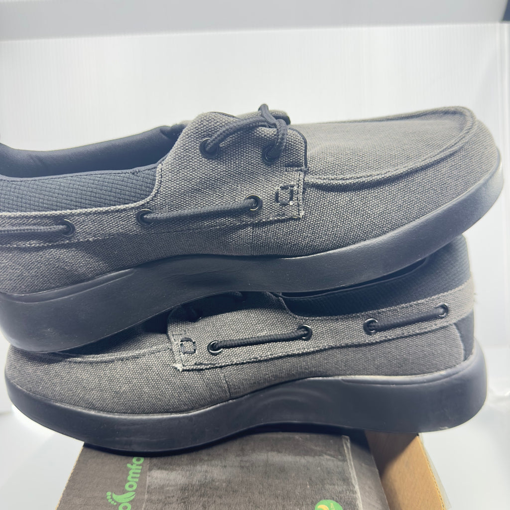 OrthoComfoot Mens Arc Support Casual Canvas Slip On Shoes Gray/Black Size 9 M