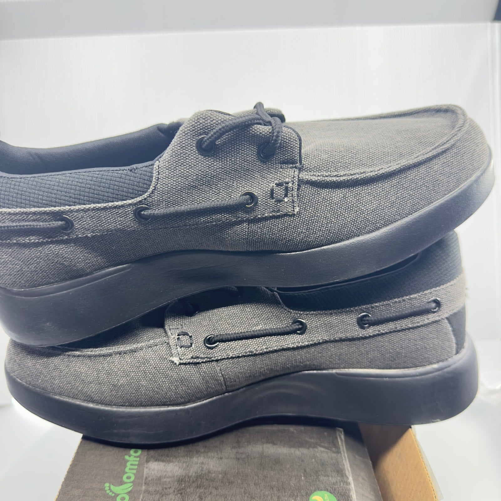 OrthoComfoot Mens Arc Support Casual Canvas Slip On Shoes Gray/Black Size 9 M
