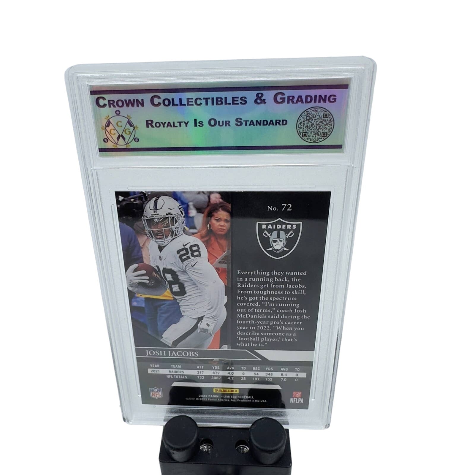 2022 Panini Limited Football #72 Josh Jacobs - Las Vegas Raiders Graded MINT 9.0