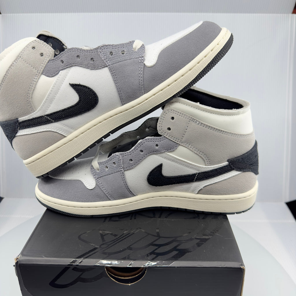 Nike Mens Air Jordan 1 Mid SE Craft High Sneakers Cement Gray/Black 9 DZ4136-002