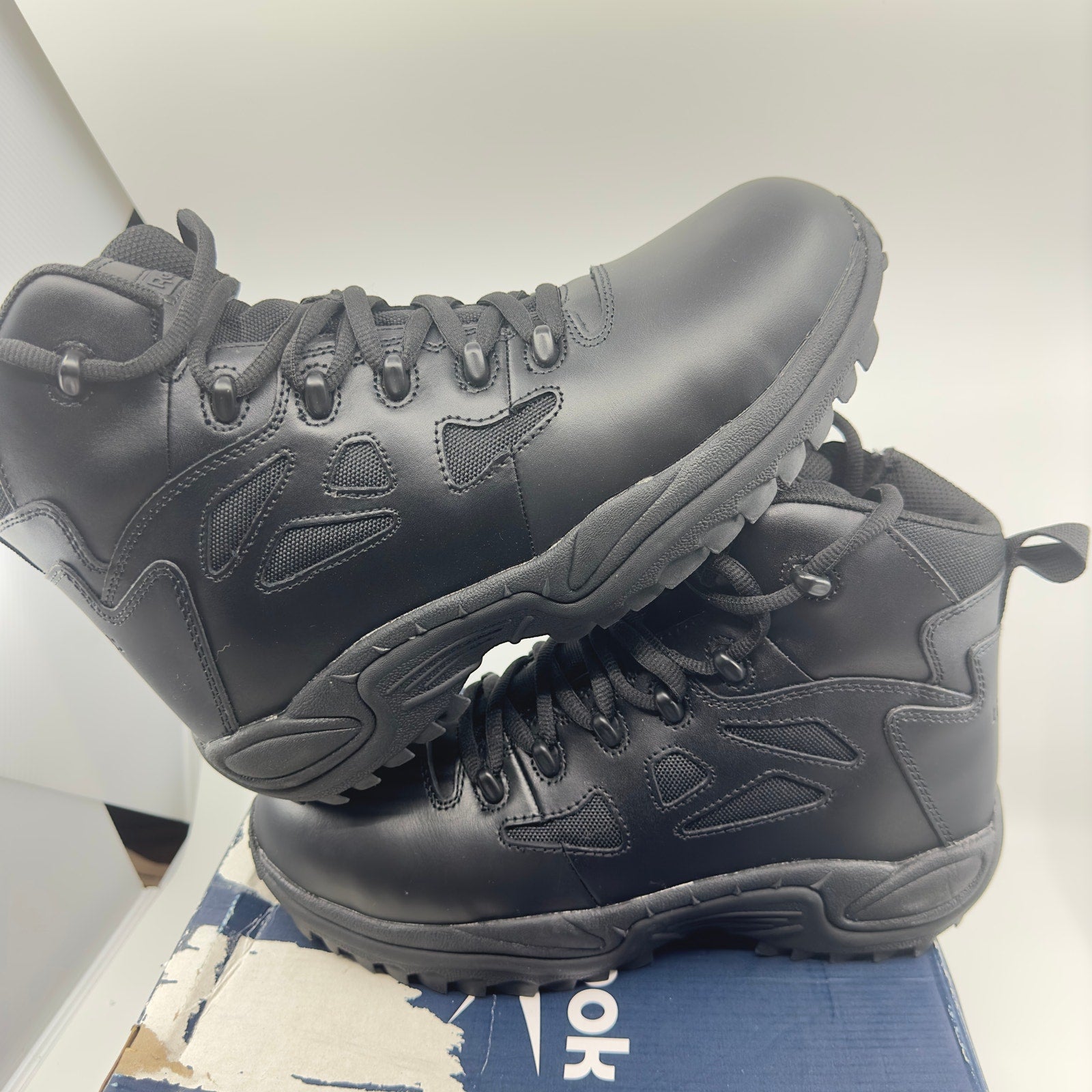 Reebok Mens Rapid Response Military Tactical Boot Lace Up Leather Black Size 10W