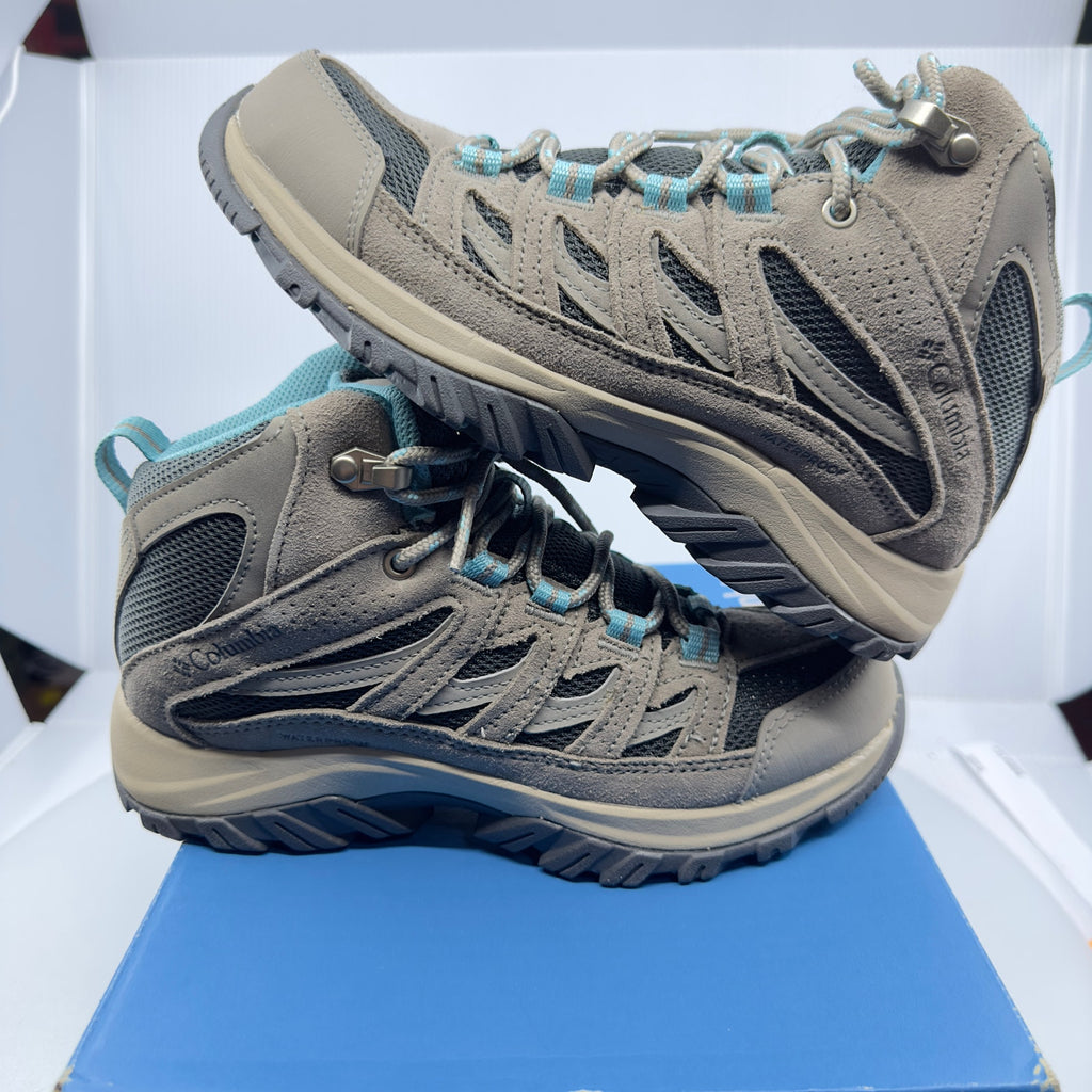 Columbia Womens Boots Crestwood Mid Top Waterproof Hiking Shoes Gray Size 5.5