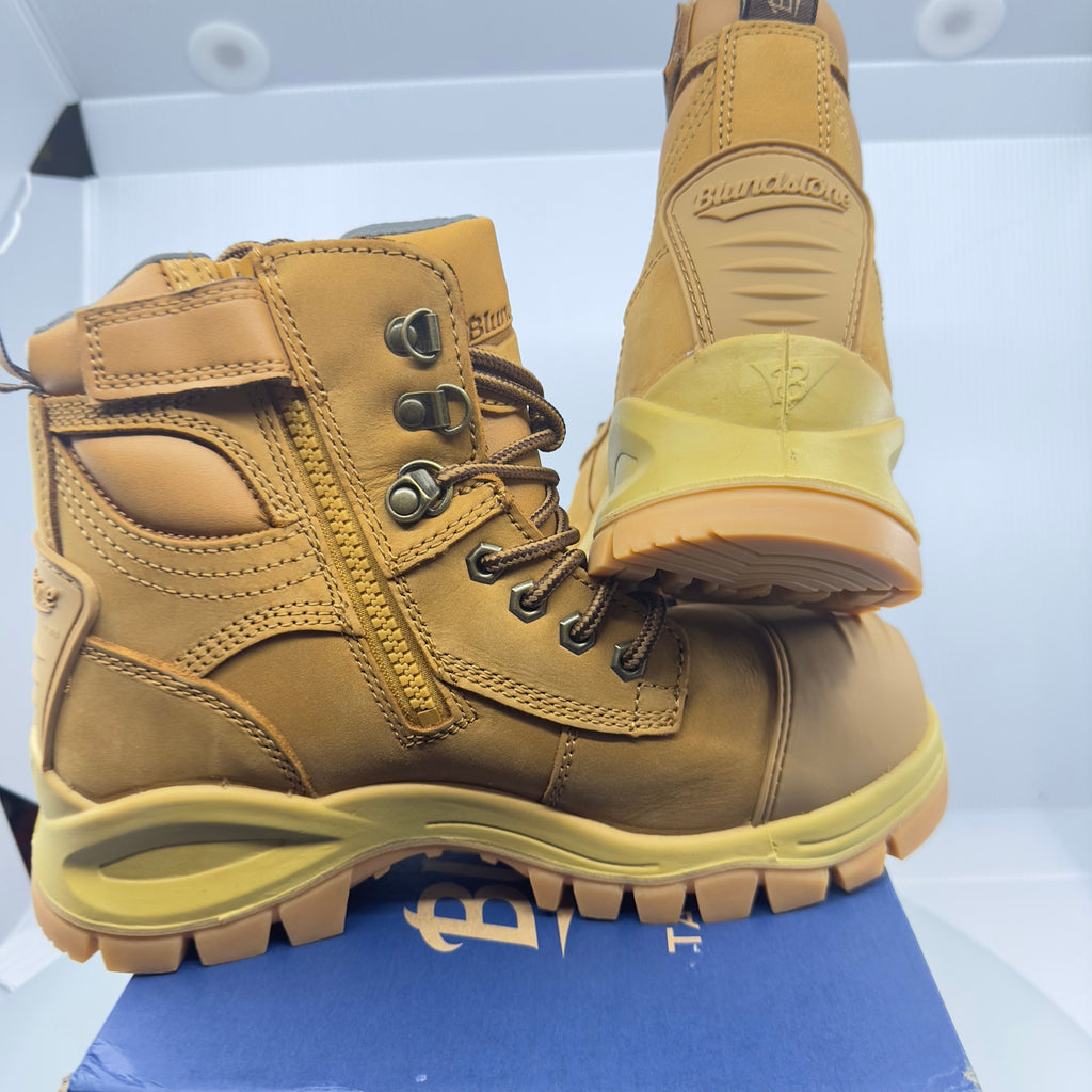 Blundstone Mens Shoes Rotoflex Ankle Zip/Lace Composite Safety Boot Wheat Size 6