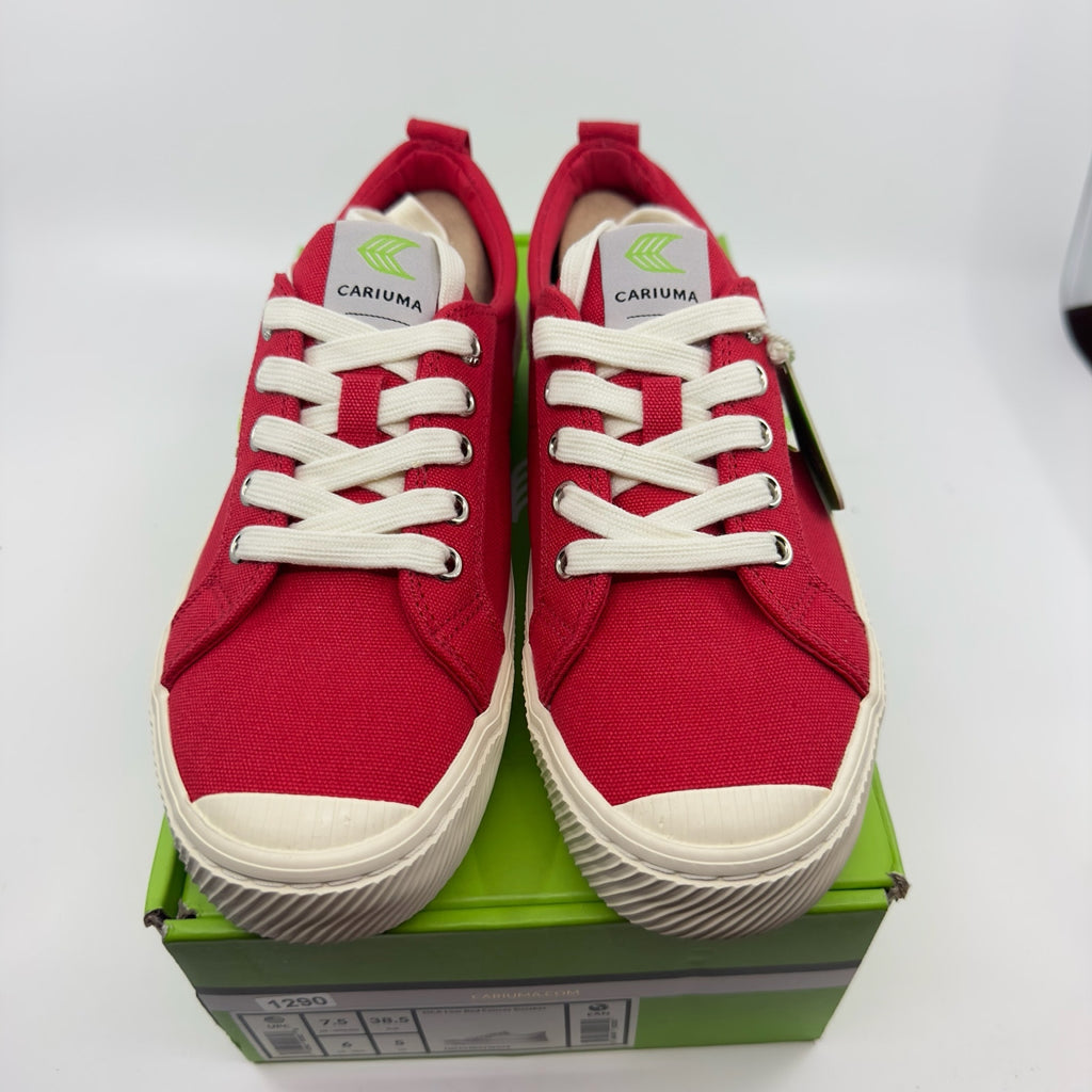 Cariuma Unisex Oca Low Canvas Sneaker Shoes Lace-Up Round Toe Red Size 6/7.5