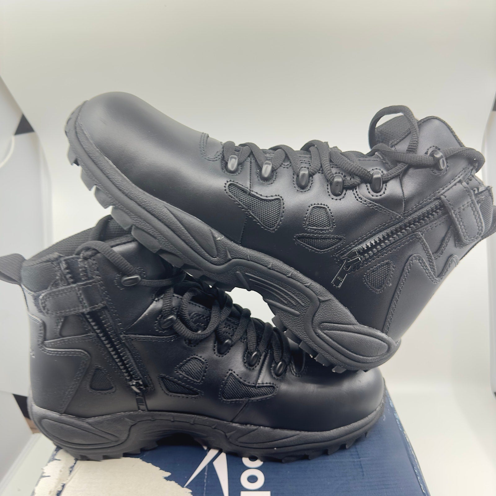 Reebok Mens Rapid Response Military Tactical Boot Lace Up Leather Black Size 10W