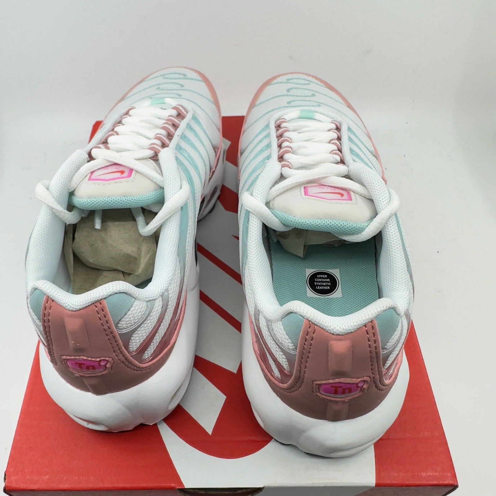 Nike Air Max Plus GS Youth Sneakers White Siren Red Red Stardust Size 4.5Y