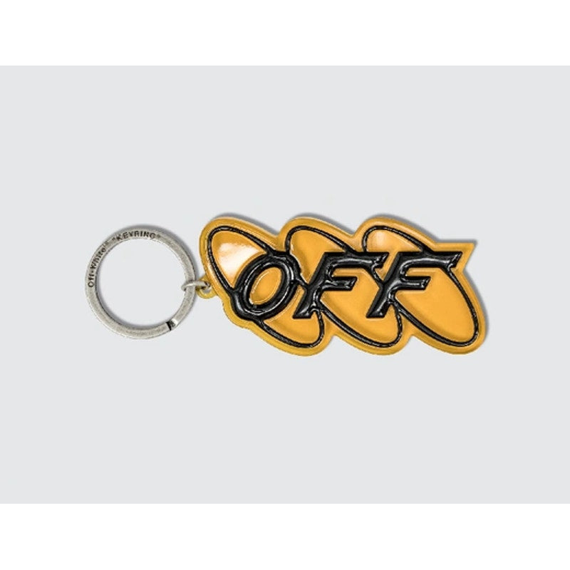 Off-White C/o Virgil Abloh Circle Off Key Chain Embossed Logo Yellow Black OS